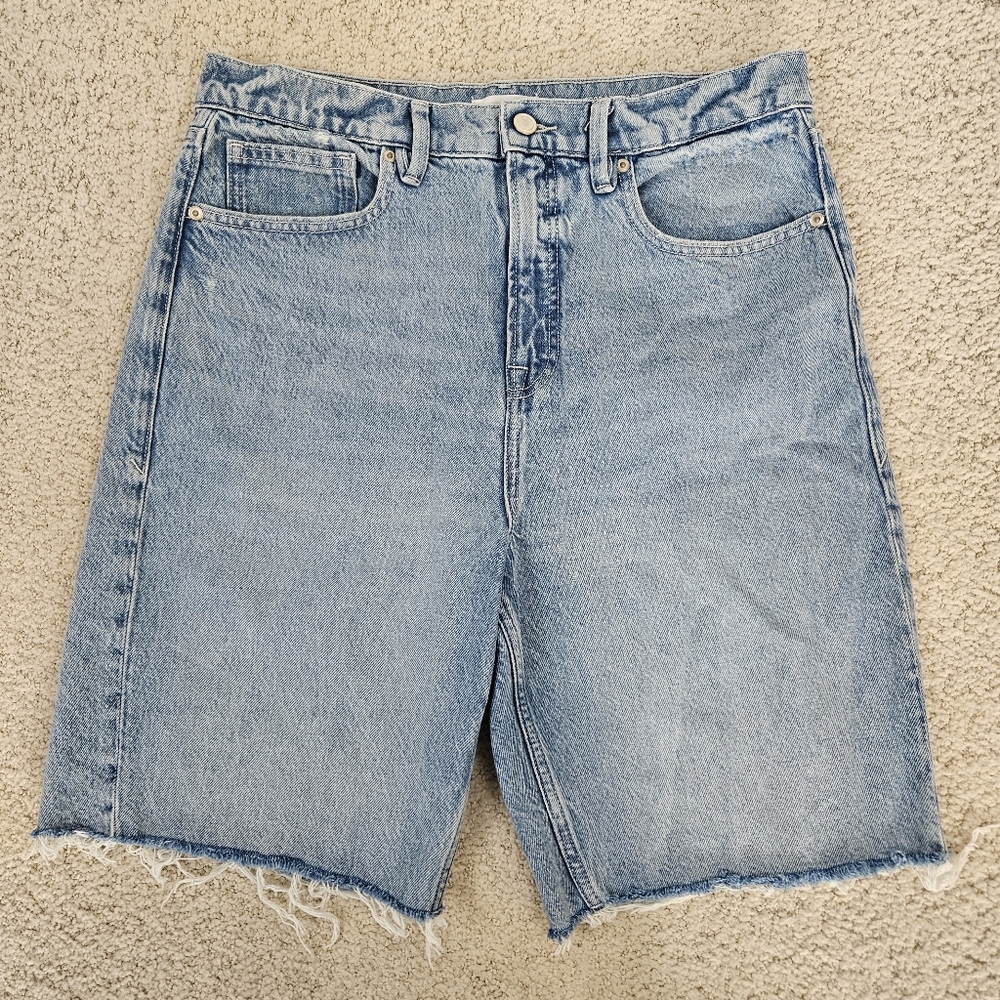 Good American Denim Shorts Good Standard Bermuda Womens Frayed Hem 8 29